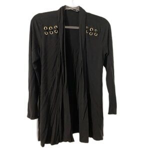 Thin Black Long Open Cardigan Size Small